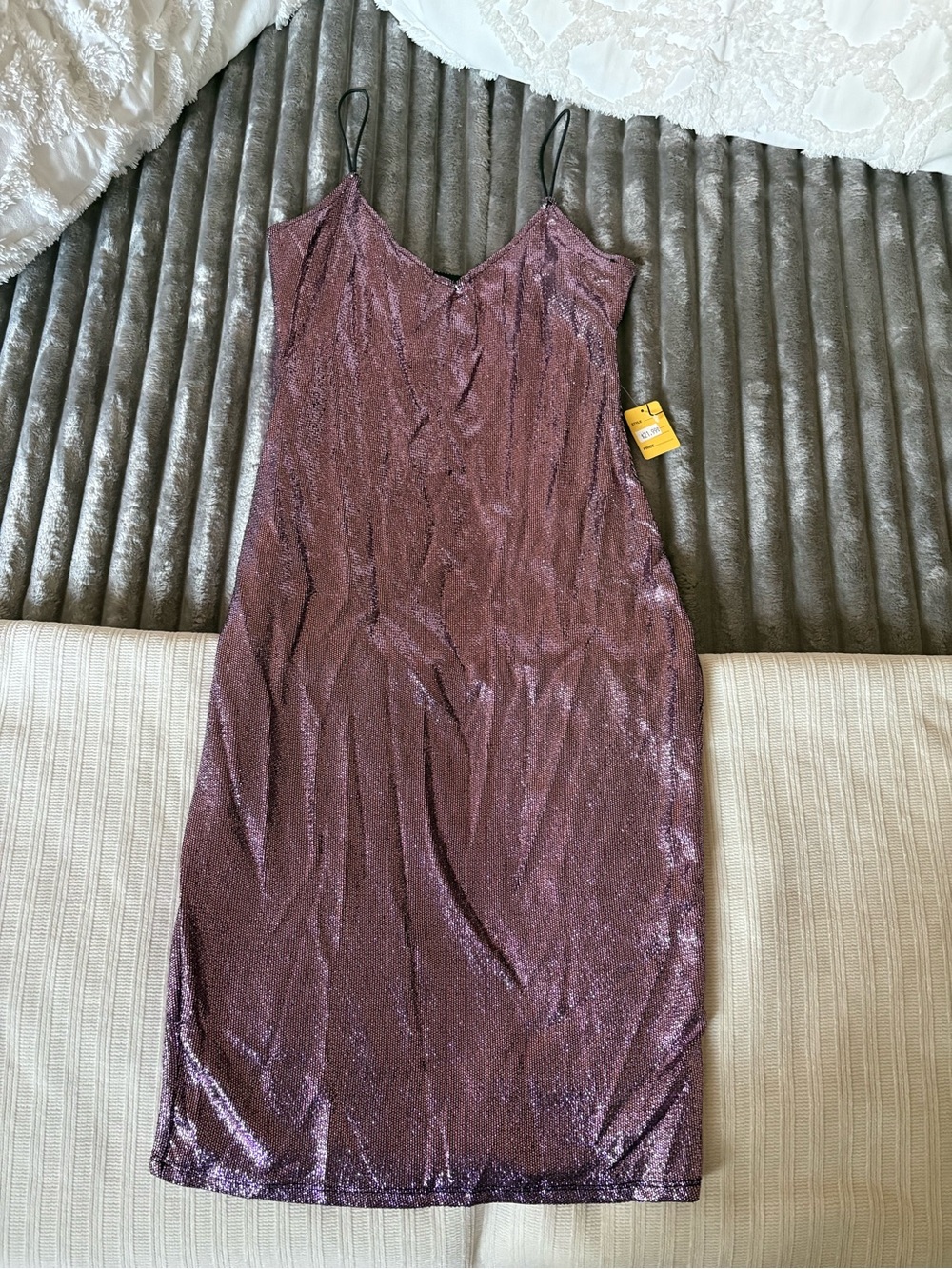 Shimmery Mauve Slip Dress with Spaghetti Straps Mind Code
